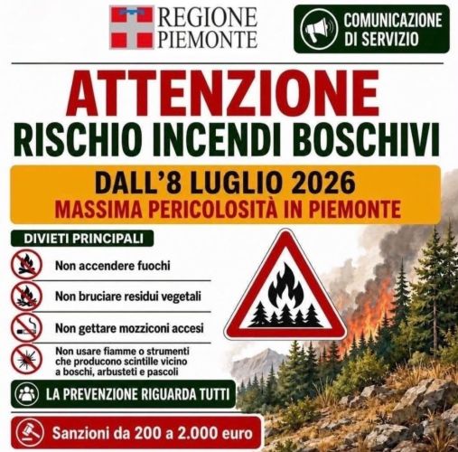  STATO DI MASSIMA PERICOLOSITÀ PER INCENDI BOSCHIVI 